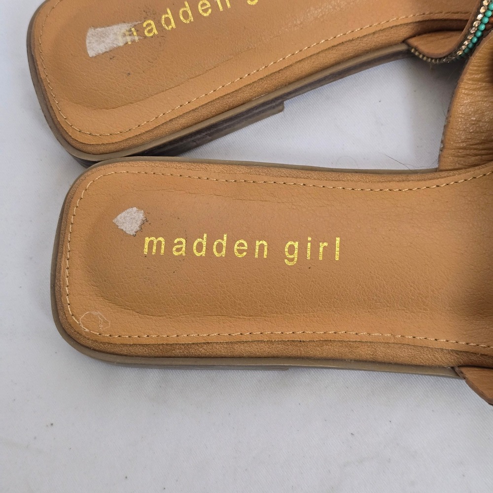 Madden Girl Womens Beaded H-Band Slide Sandals Orange Turquoise Rhinestone 8.5 - Picture 6 of 8